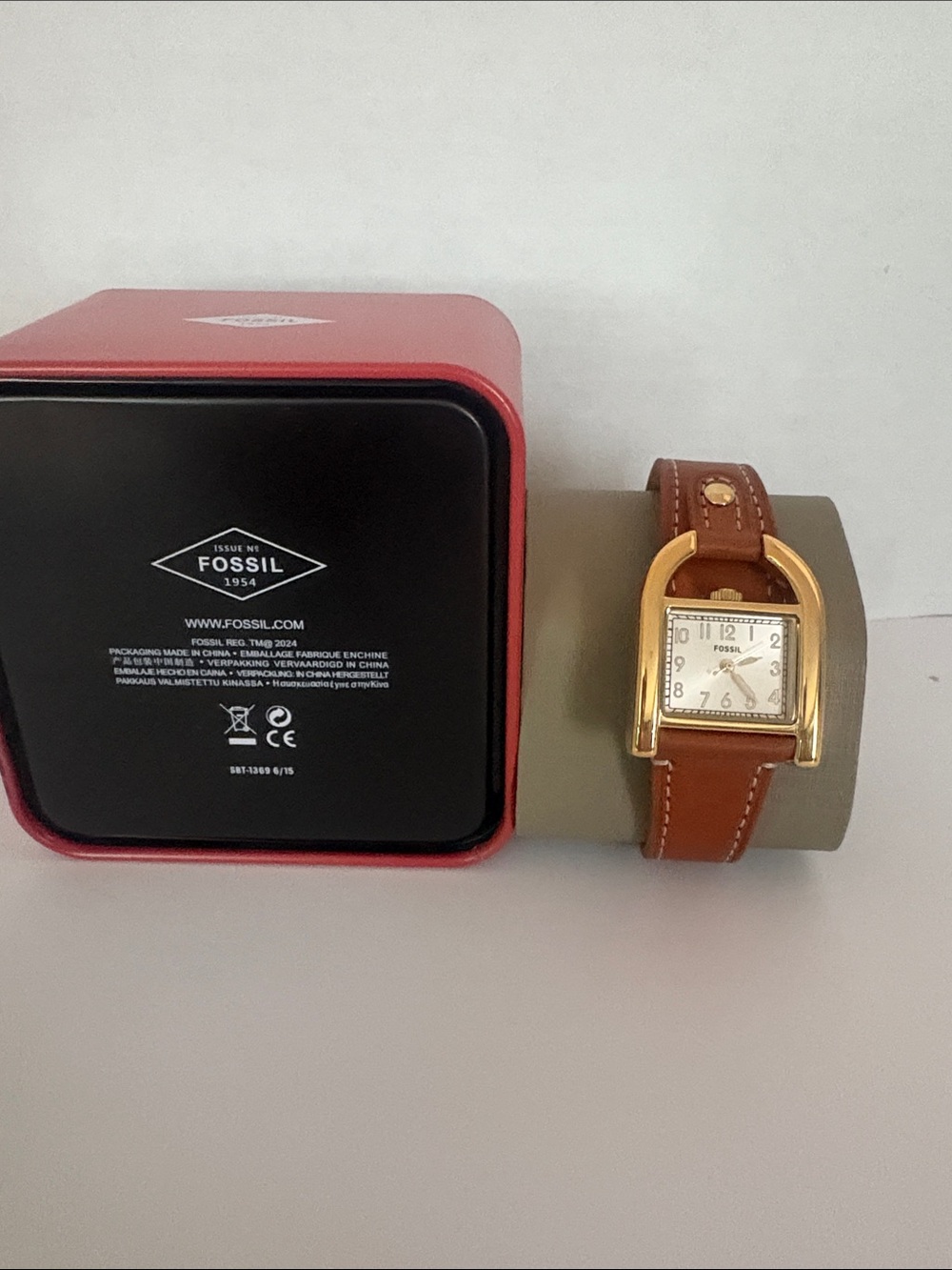 Fossil Tan Leather Strap Gold-Tone Horsebit Watch